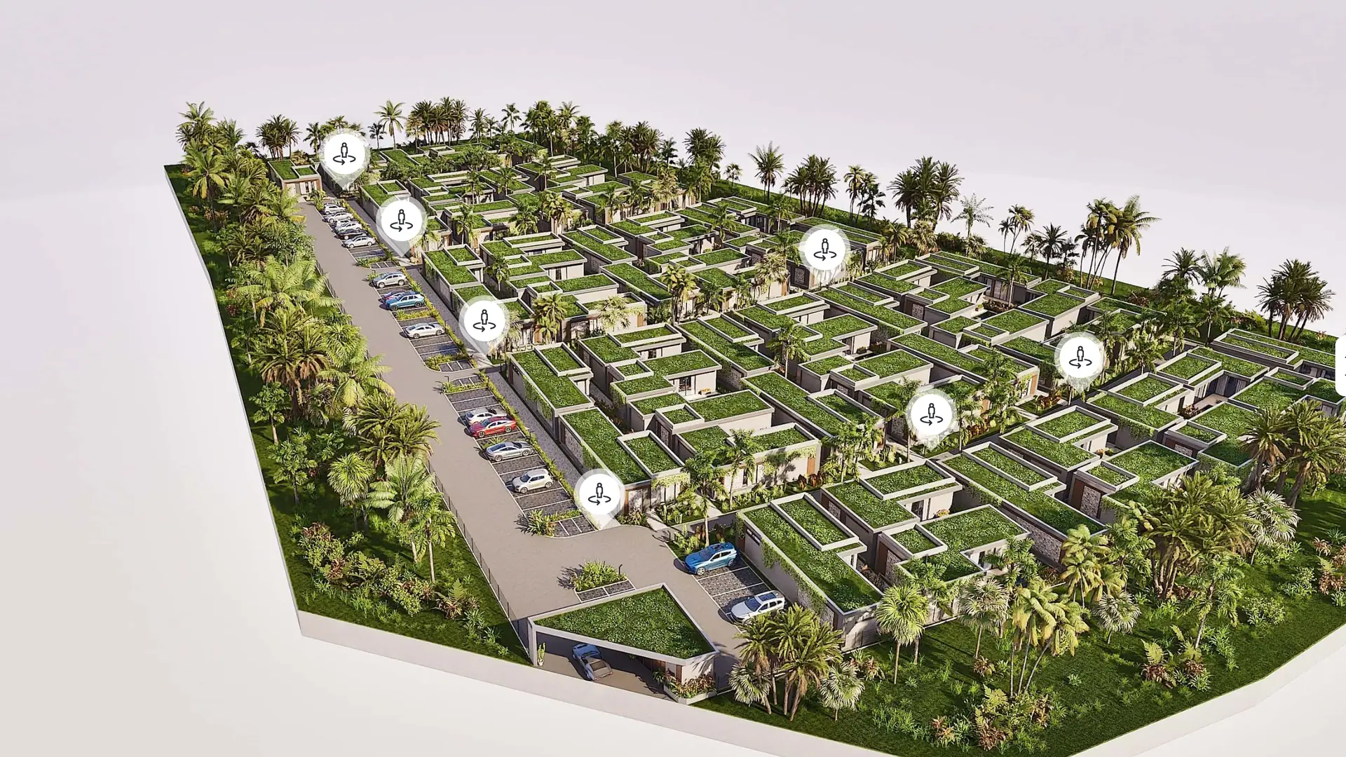 The 3D model of the resort, seen from above